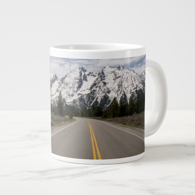 Road to the Teton Mountain Range Large Coffee Mug (Front Right)