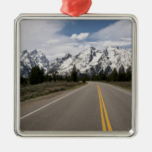 Road to the Teton Mountain Range Metal Ornament