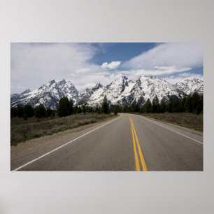 Road to the Teton Mountain Range Poster
