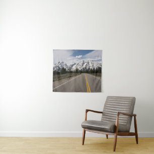 Road to the Teton Mountain Range Tapestry