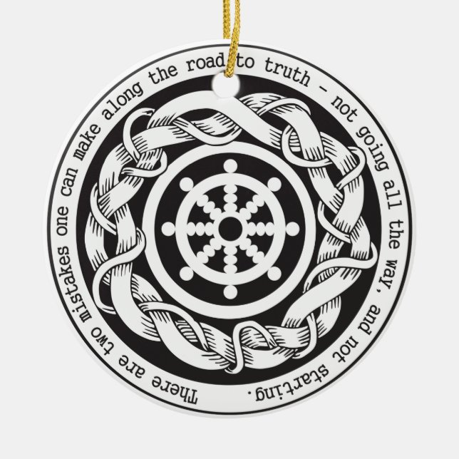 Road to Truth Dharma Wheel Ceramic Tree Decoration (Front)