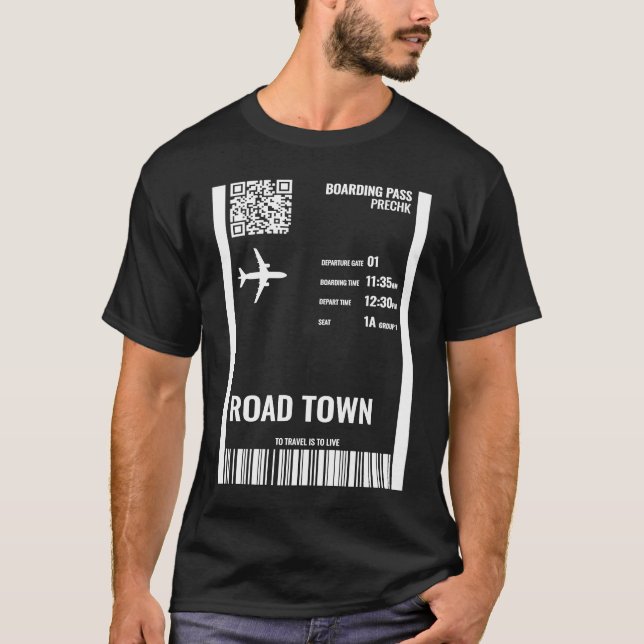Road Town British Virgin Islands Boarding Pass Air T-Shirt (Front)