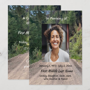 Road trail  Celebration of Life Memorial Service Invitation