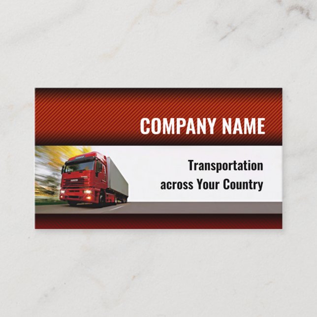 Road Transport Operator Red Truck Business Card (Front)