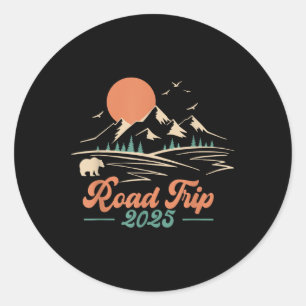 Road Trip 2025 Family Vacay Camping Hiking Outdoor Classic Round Sticker