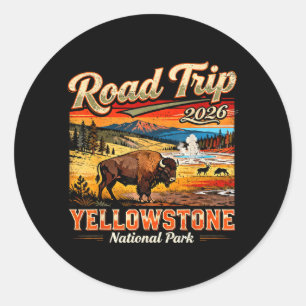 Road Trip 2026 Wyoming Mountains National Park Classic Round Sticker