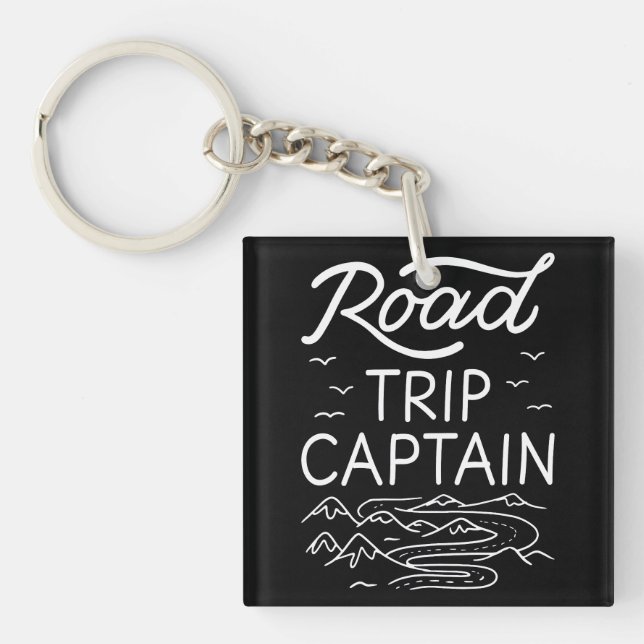 Road Trip Captain I - RV Pilot Camping Vacation Key Ring (Front)