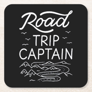 Road Trip Captain I - RV Pilot Camping Vacation Square Paper Coaster