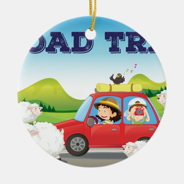 Road trip ceramic tree decoration (Front)