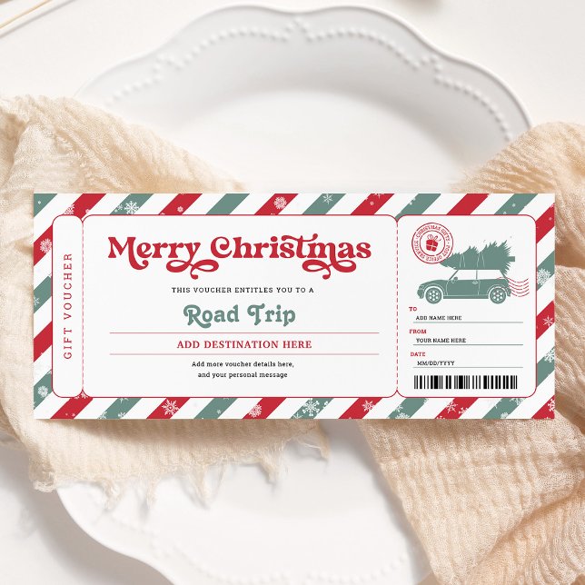Road Trip Christmas Gift Ticket Voucher Invitation (Creator Uploaded)
