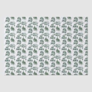 Road trip Christmas holiday toile   green Tissue Paper