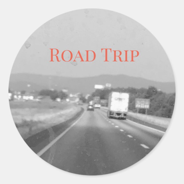 road trip classic round sticker (Front)