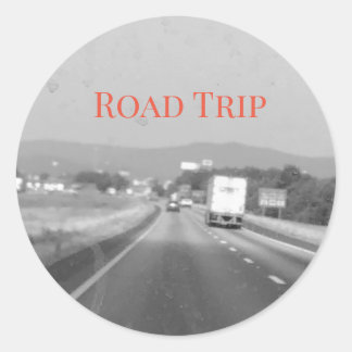 road trip classic round sticker