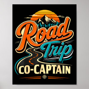 Road trip co captain vintage family vacation group poster