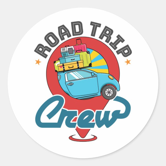 Road Trip Crew Family Vacation Girls Trip Classic Round Sticker (Front)