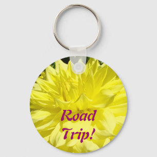 Road Trip! keychain Yellow Dahlia Flowers