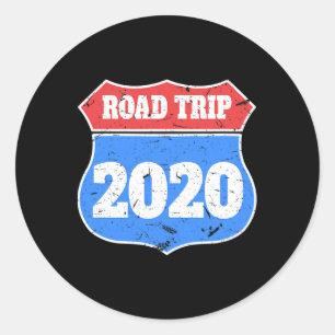 Road Trip Shirt Vintage Road Sign Friends Vacation Classic Round Sticker