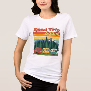 Road Trip Squad Vintage Camper Adventure Design Tri-Blend Shirt