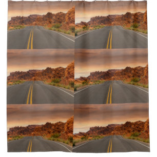 Road trip sunset shower curtain