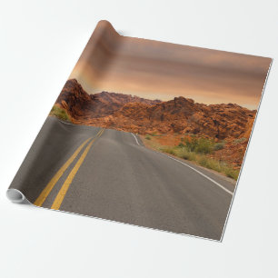 Road trip sunset wrapping paper