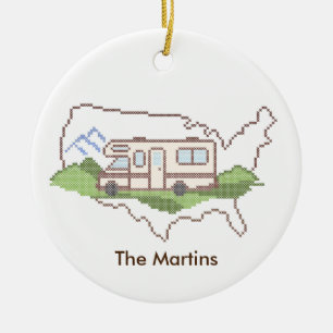 Road Trip USA Motor Home Ceramic Ornament