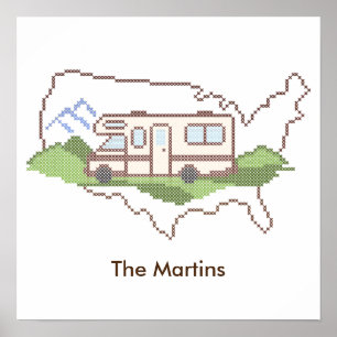 Road Trip USA Motor Home Poster