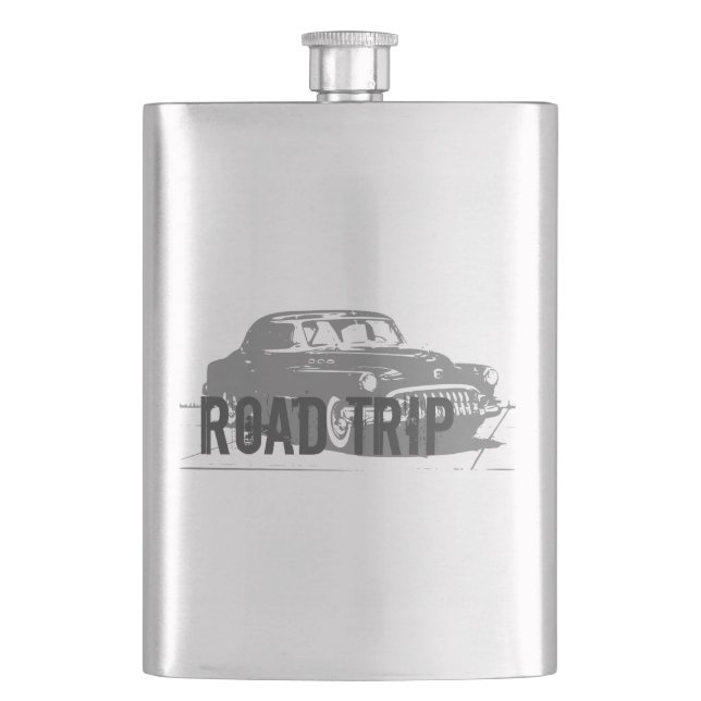 Road Trip Vintage Car Hip Flask (Front)
