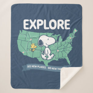 Road Trippin   Peanuts Explore Sherpa Blanket