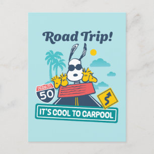 Road Trippin   Peanuts It's Cool To Carpool Postcard