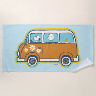 Road Trippin   Peanuts Road Trip Van Beach Towel