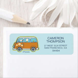 Road Trippin   Peanuts Road Trip Van Return Address Label