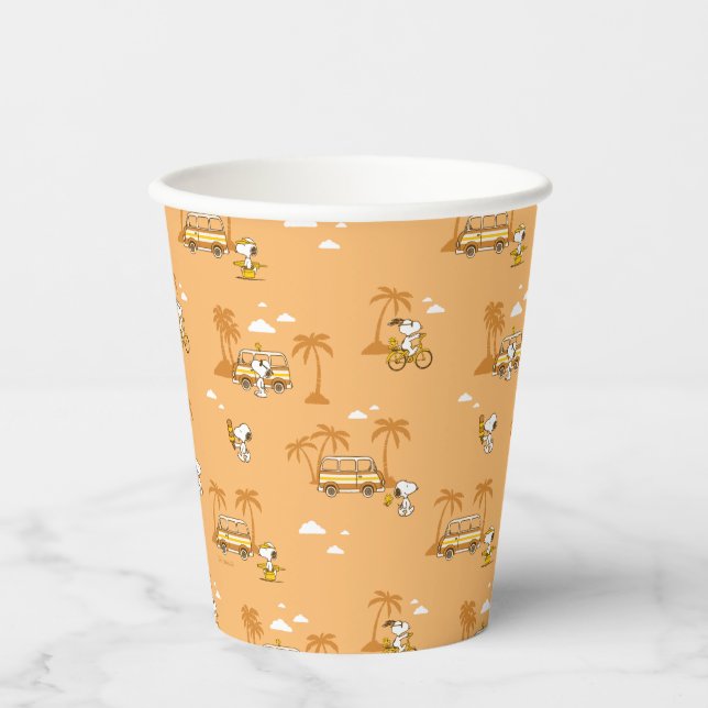 Road Trippin | Peanuts Snoopy Beach Pattern Paper Cups (Front)