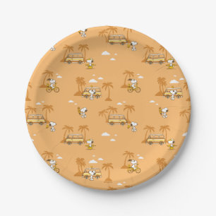 Road Trippin   Peanuts Snoopy Beach Pattern Paper Plate