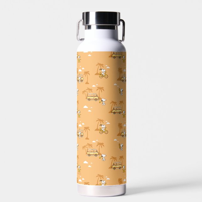 Road Trippin | Peanuts Snoopy Beach Pattern Water Bottle (Front)