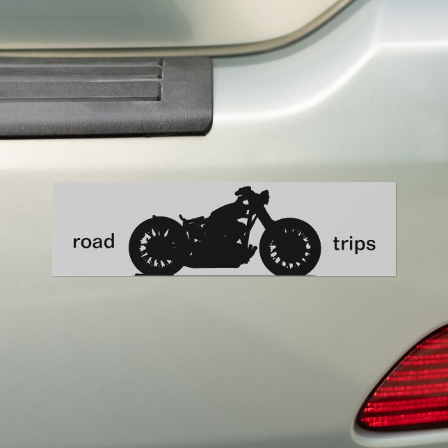 Road Trips . Motorcycle Bumper Sticker (On Car)