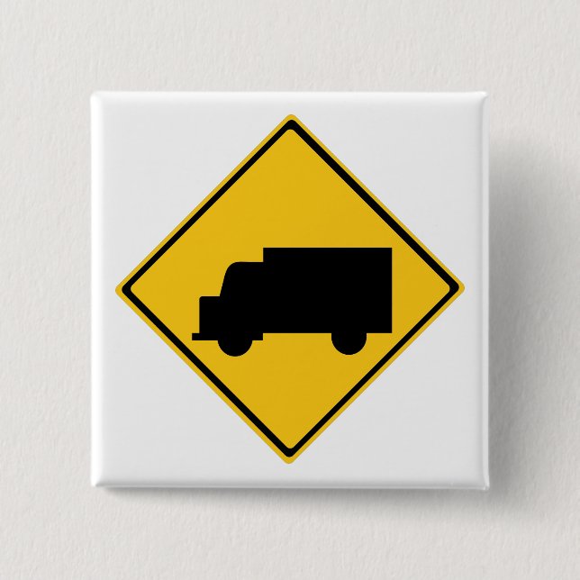 Road Truck Warning Sign Classic 15 Cm Square Badge (Front)