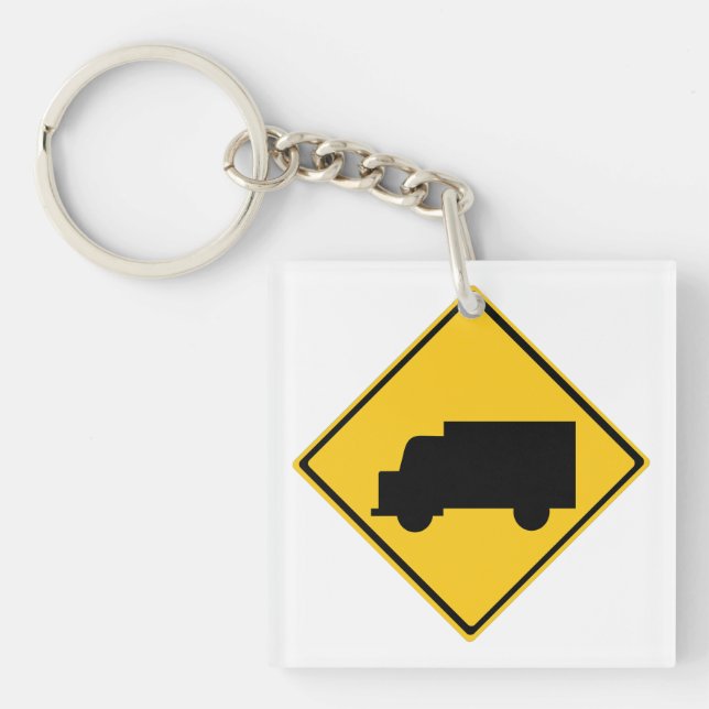Road Truck Warning Sign Key Ring (Front)