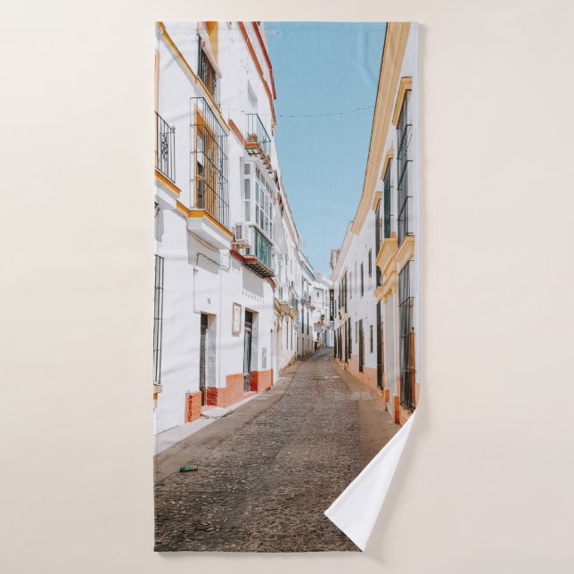 ROAD WITH BEIGE HIGHWAYS UNDER BLUE SKY BATH TOWEL (Bath Towel)