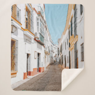 ROAD WITH BEIGE HIGHWAYS UNDER BLUE SKY SHERPA BLANKET