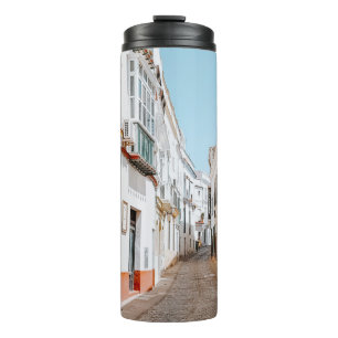 ROAD WITH BEIGE HIGHWAYS UNDER BLUE SKY THERMAL TUMBLER