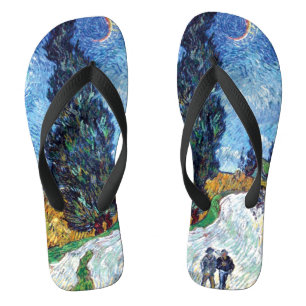 Road with Cypress and Star (1890) Van Gogh Unisex Thongs