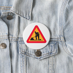 Road Work Ahead Sign Construction Zone Warning 7.5 Cm Round Badge