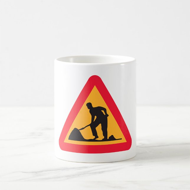 Road Work Ahead Sign Construction Zone Warning Coffee Mug (Creator Uploaded)