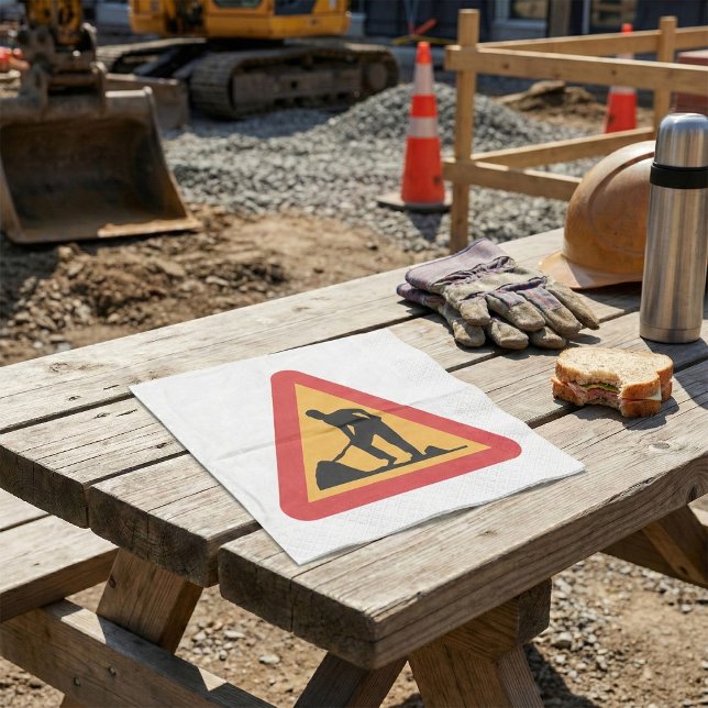 Road Work Ahead Sign Construction Zone Warning Napkin (Creator Uploaded)