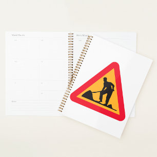 Road Work Ahead Sign Construction Zone Warning Planner