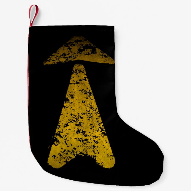 Road Yellow Painted Arrow Small Christmas Stocking (Front)