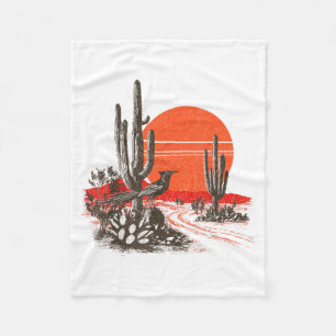 Roadrunner Bird Desert Cactus Arizona New Mexico N Fleece Blanket
