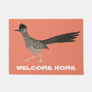 Roadrunner Coloured Pencil Art WELCOME Doormat