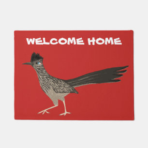 Roadrunner Coloured Pencil Art WELCOME Doormat