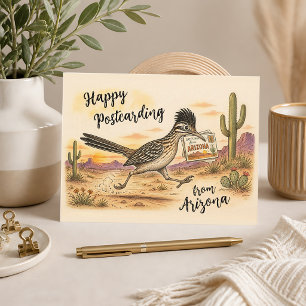 Roadrunner Happy Postcarding from Arizona Postcard
